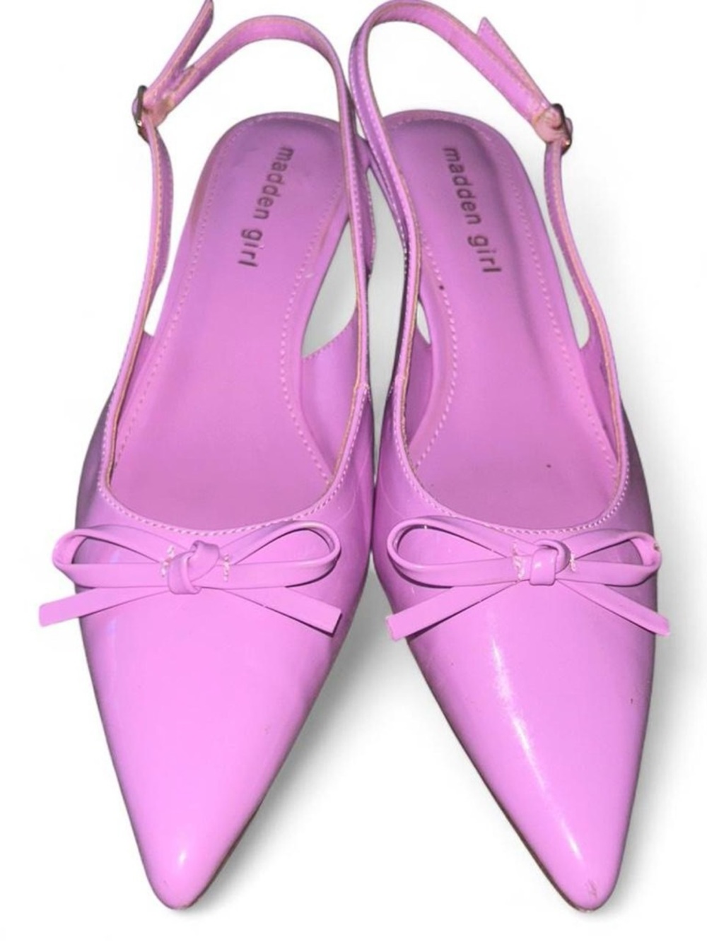 Vogue Pink Pointed-Toe Slingback Flats with Bow